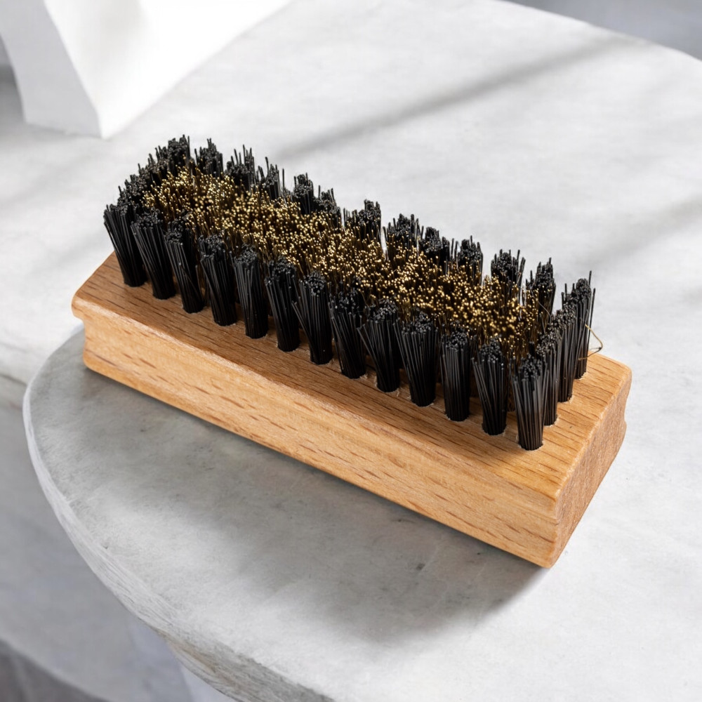 Щітка для замші дерев'яна латунь-ворс, GERC міні 74х30х23